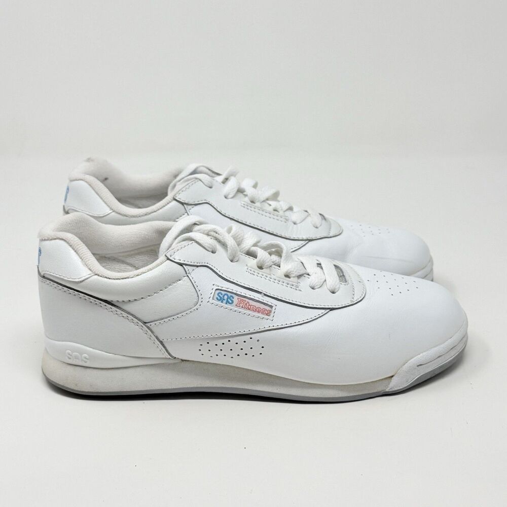 SAS Fitness Sneakers Shoes Womens 8 M White Leather Retro Gym Comfort Walking